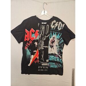 AC/DC Mens Graphic T-Shirt Black Stiff Upper Lip Tour Collage XL 2019 Print
